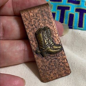 🖤Cowboy💕boots brass money clip
